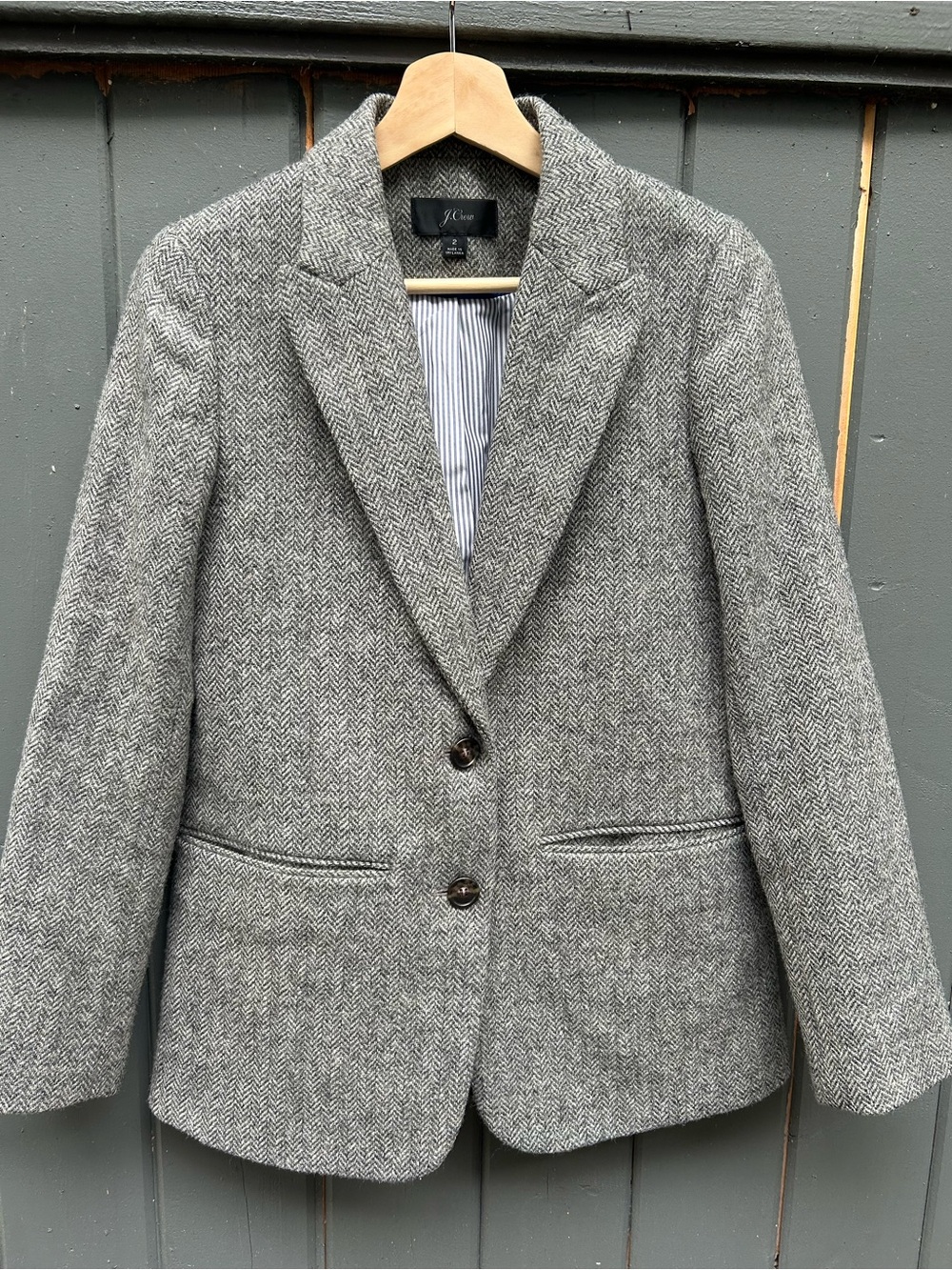 J Crew Somerset Blazer Jacket Womens Gray Graphite Herringbone Wool English - Sz - Picture 8 of 10